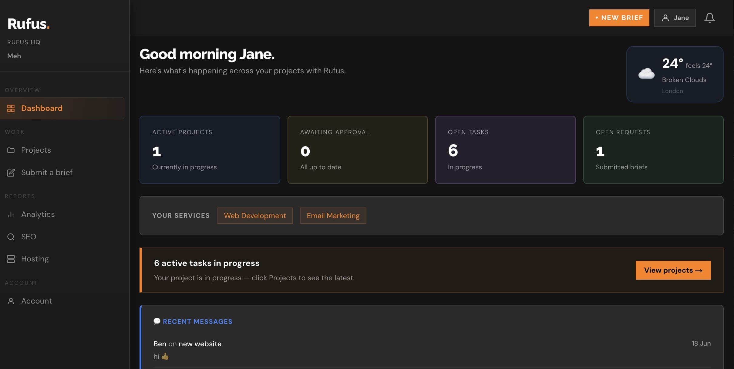 Rufus HQ: Building a Client Portal and Agency CRM